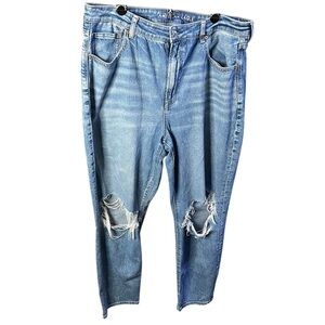 American eagle stigrid mom jeans distressed medium wash size 18long